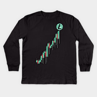 Vintage Stock Chart Litecoin LTC Coin To The Moon Crypto Token Cryptocurrency Blockchain Wallet Birthday Gift For Men Women Kids Kids Long Sleeve T-Shirt